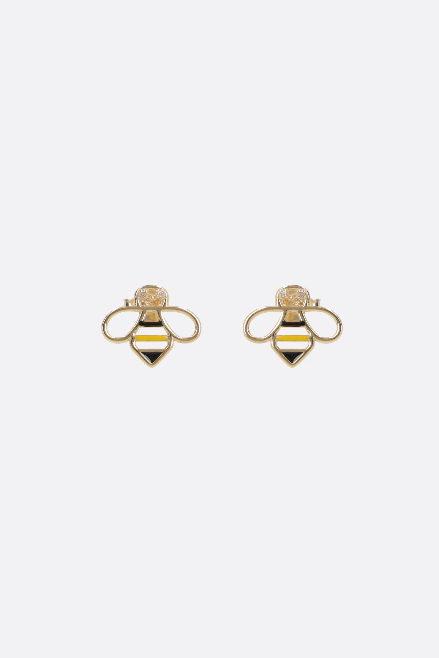 Bee Brillante earrings in enameled yellow gold