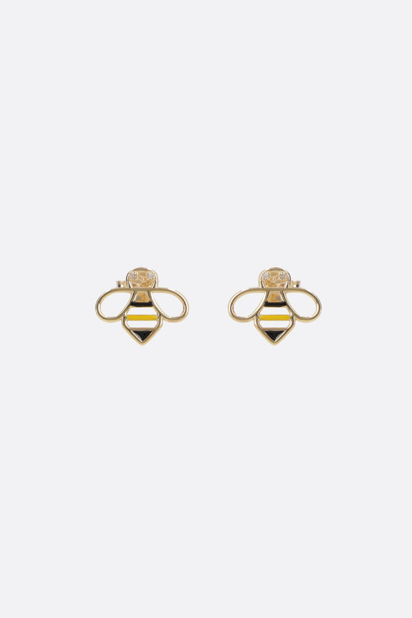 Bee Brillante earrings in enameled yellow gold