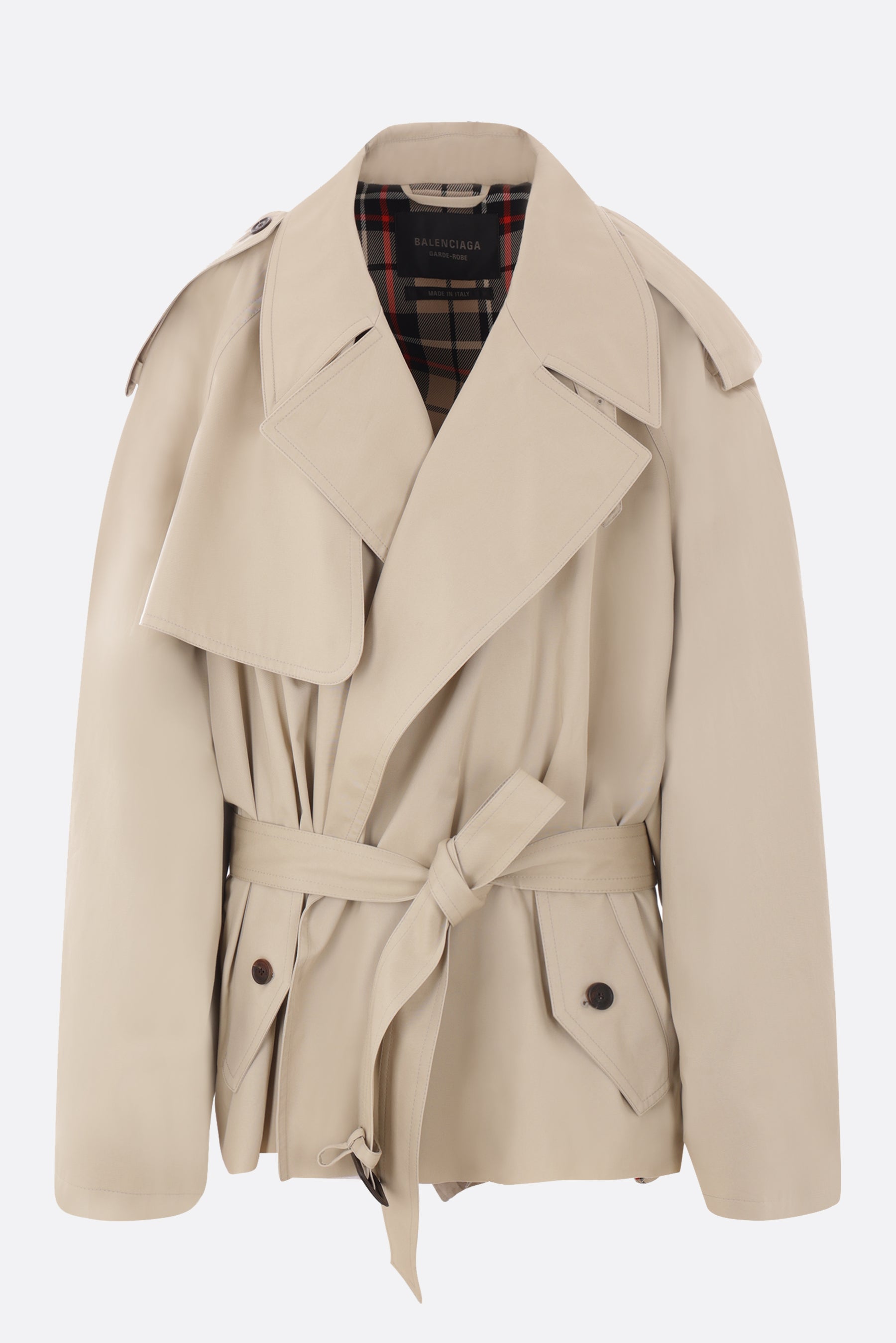 oversize twill trench coat with belt