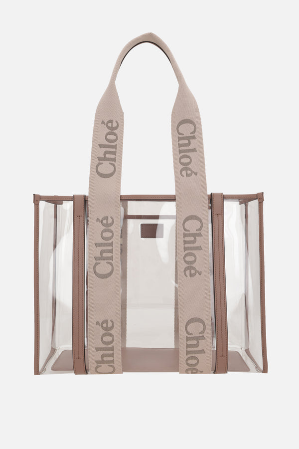 Woody medium tote bag in rubber and leather