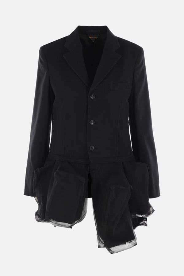 wool and mesh jacket with destructured hem