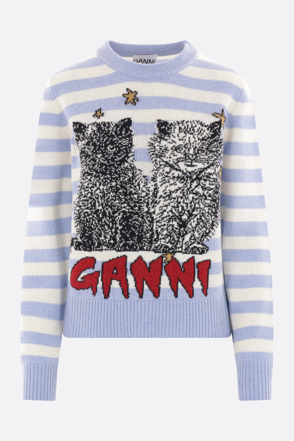 Graphic Cats wool blend sweater