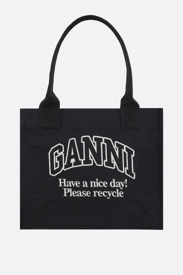 logo embroidered canvas tote bag