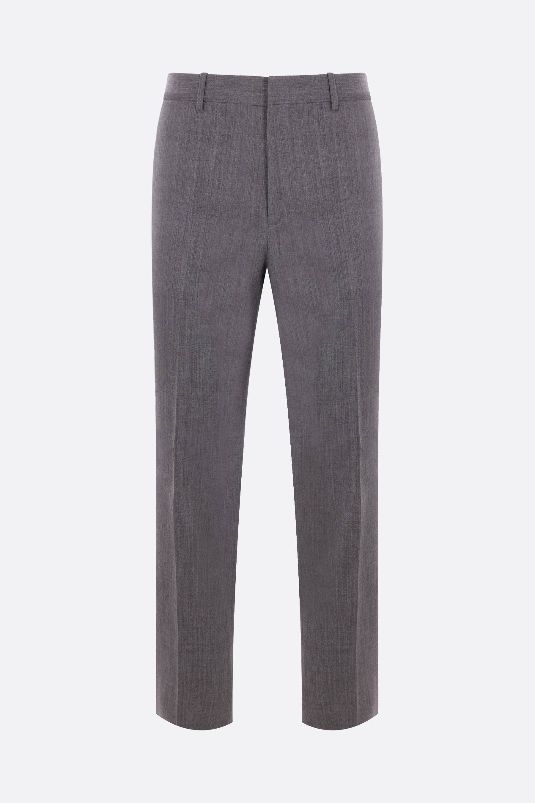 slim-fit wool trousers