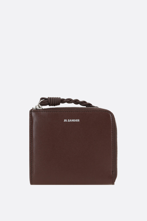 smooth leather half-zip card case