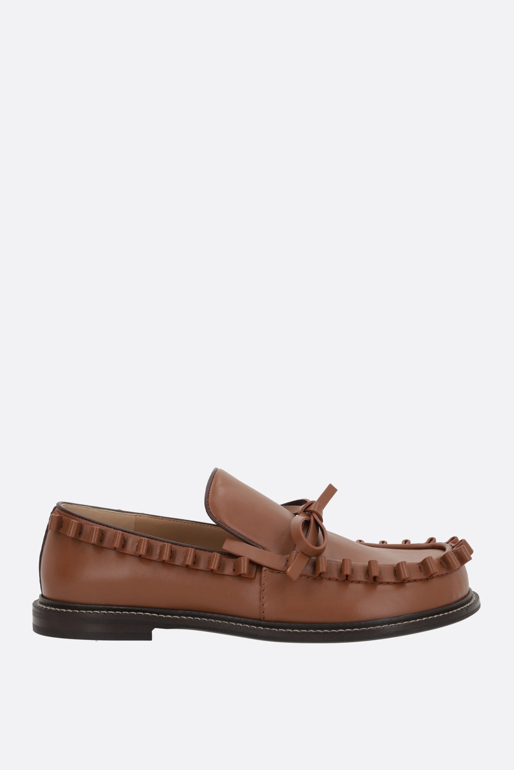 smooth leather loafer with ruffle detail