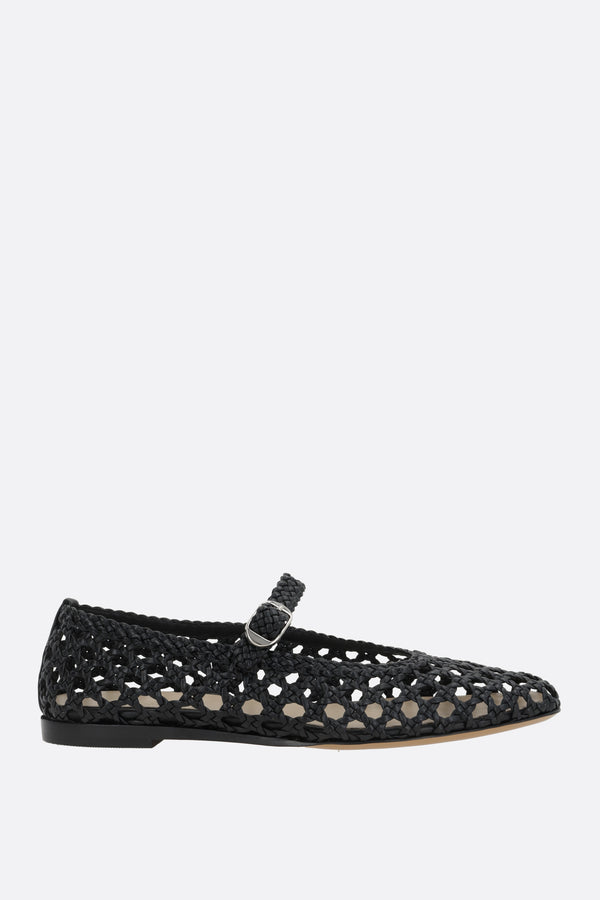 mary-jane ballerinas in woven leather