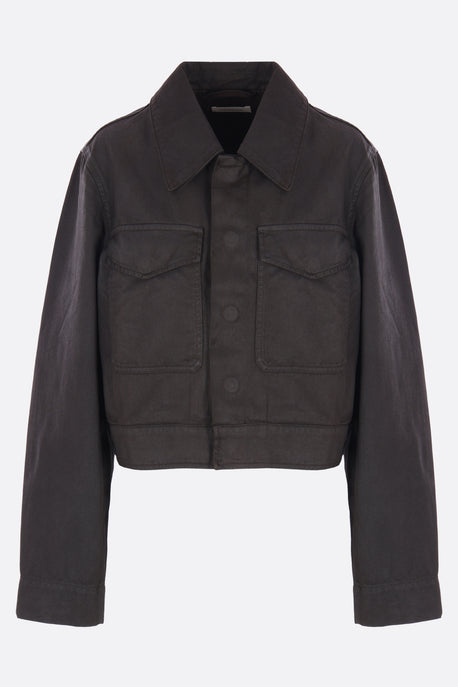 cropped jacket in coated denim
