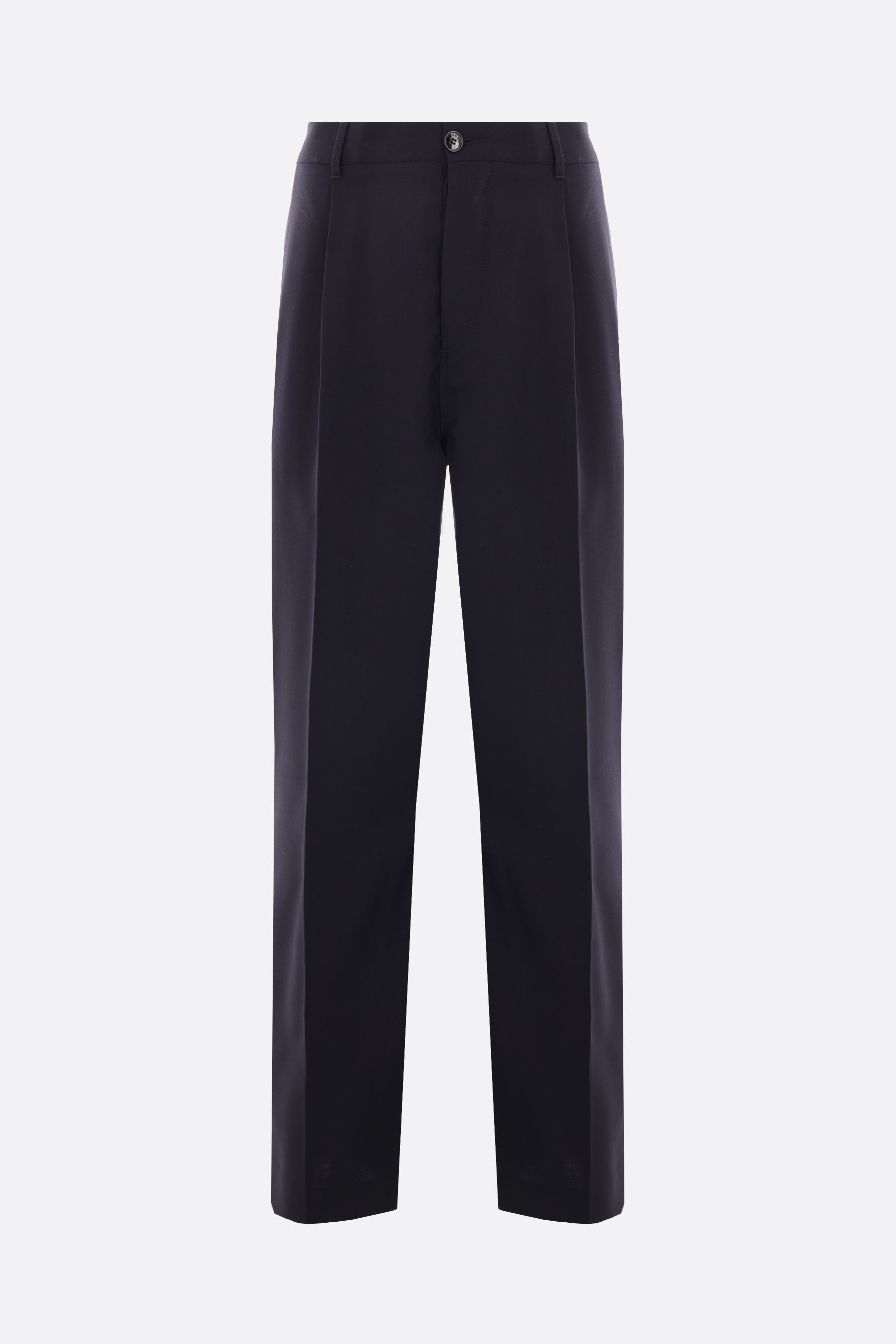 wide-leg wool trousers