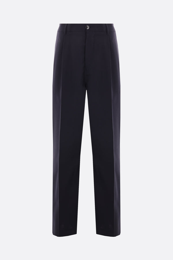 wide-leg wool trousers