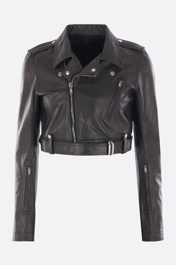 Luke cropped biker jacket in leather