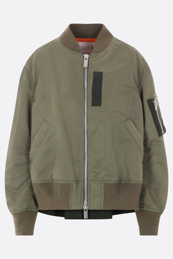 Oversized bomber jacket in nylon twill