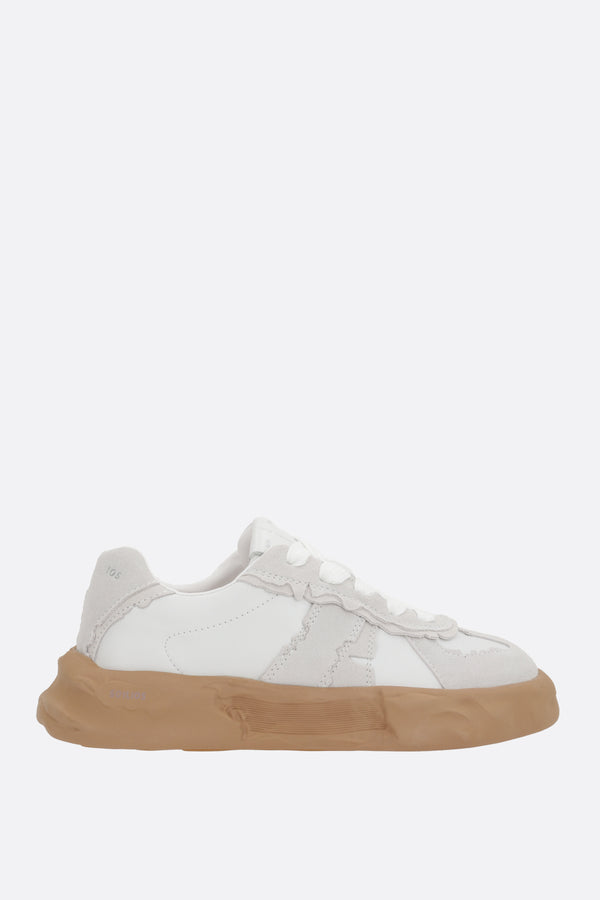 low-top sneakers in smooth leather and suede