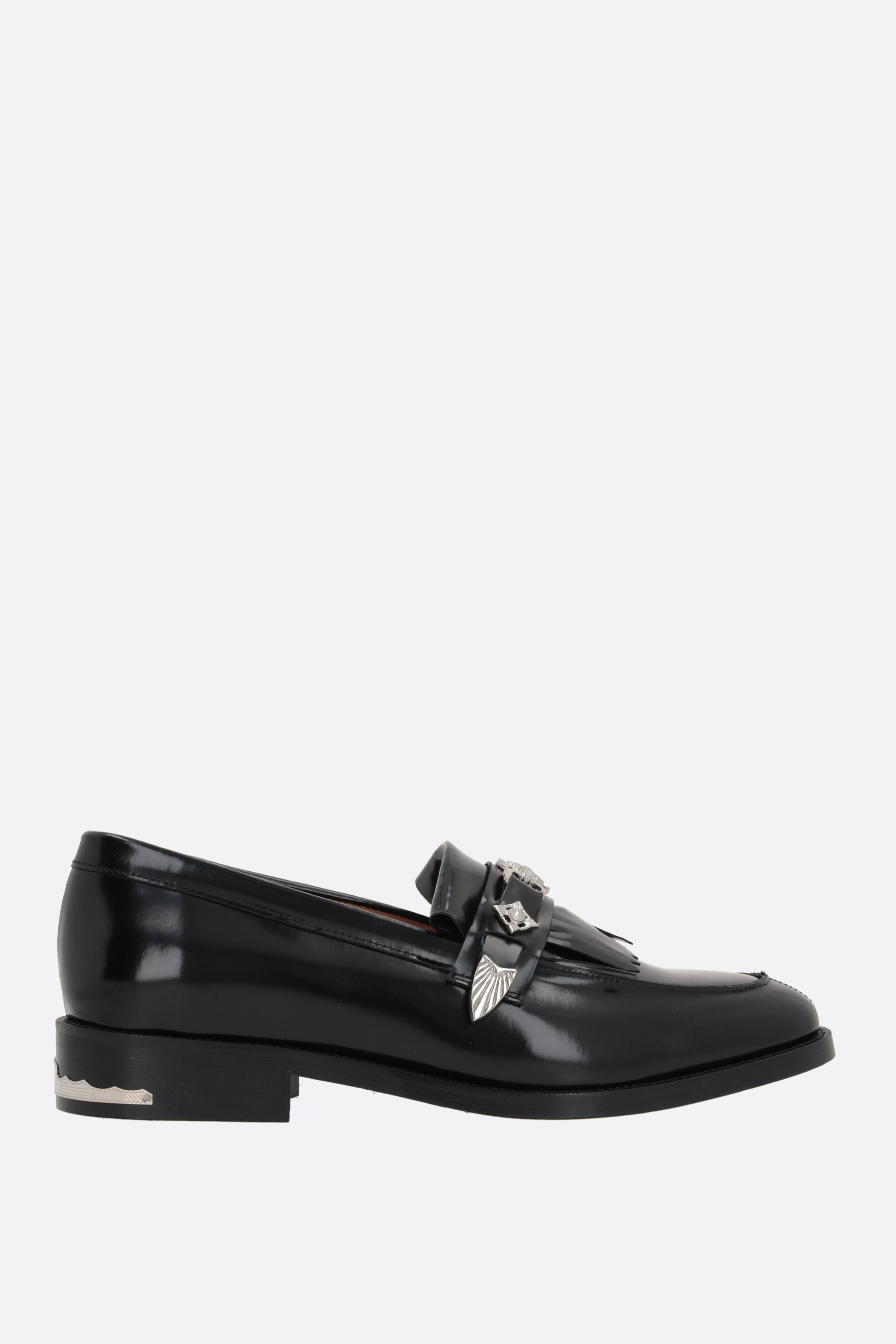 buckle-detailed brushed leather loafers