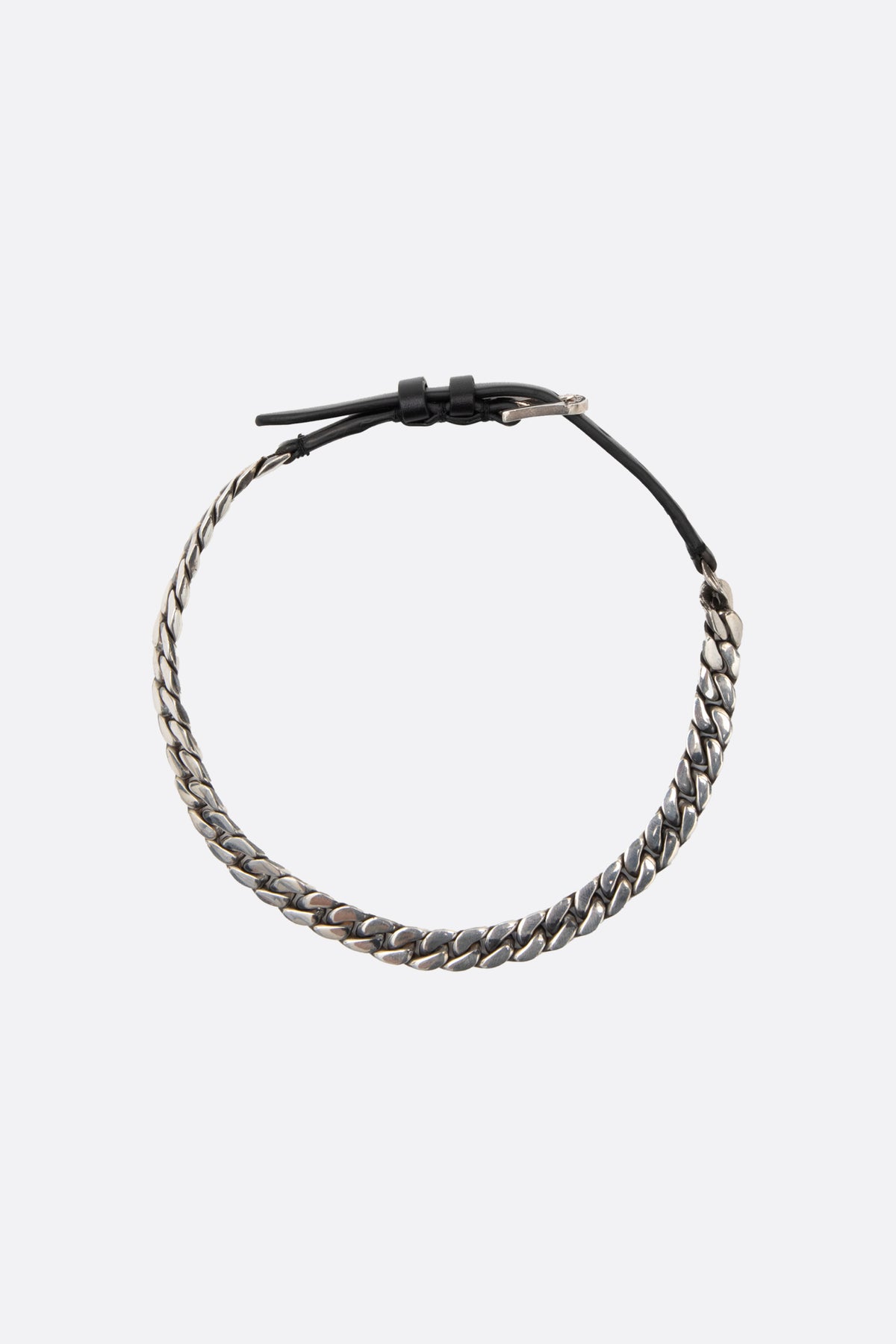 Lingotto double-wrap bracelet in leather and silver