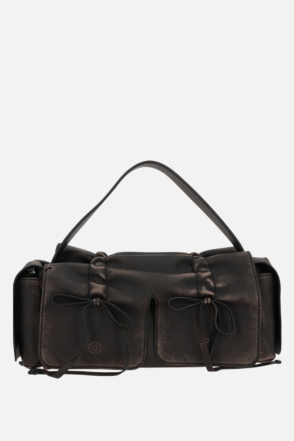 Multipocket handbag in vintage leather