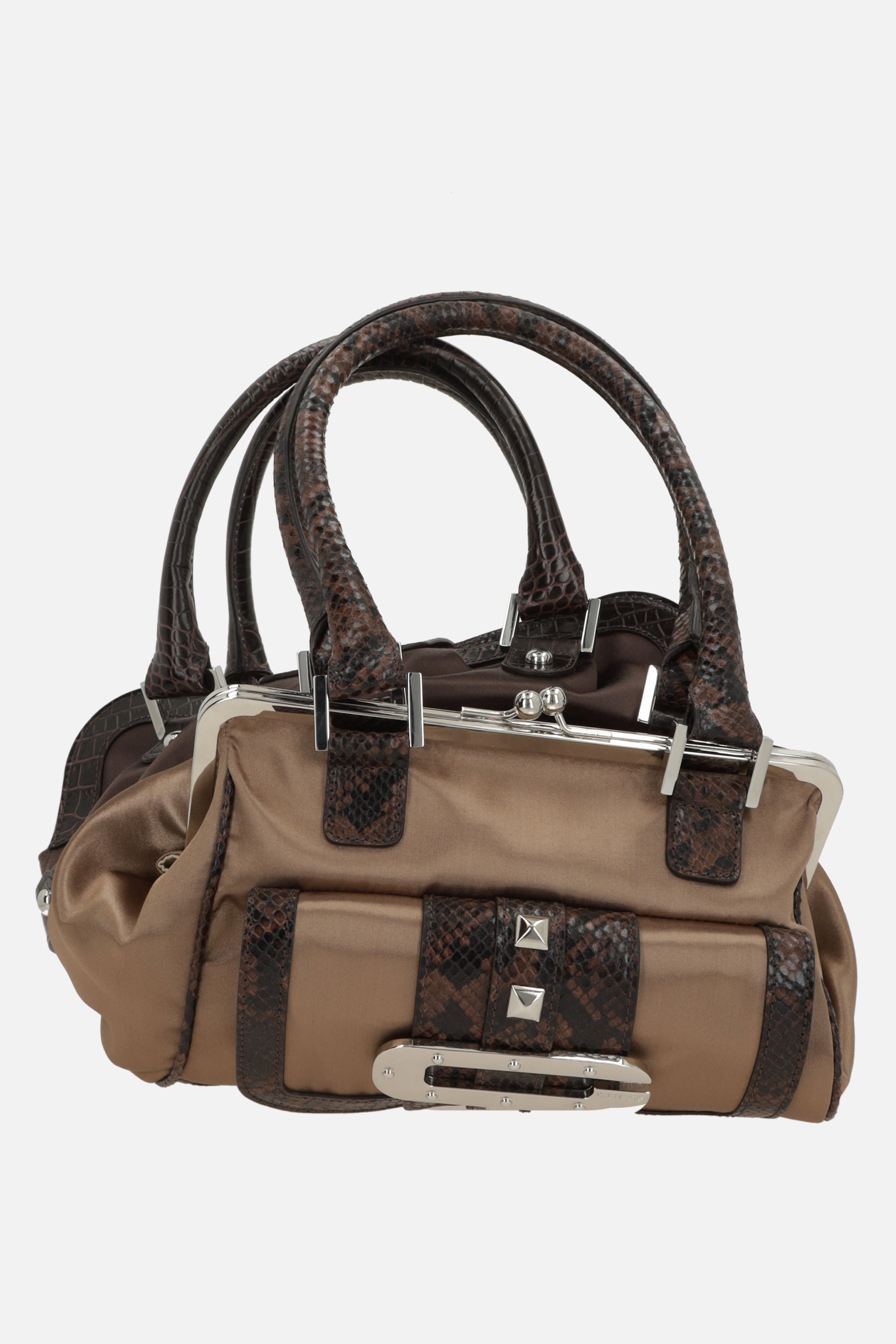 Cherry handbag in satin and leather