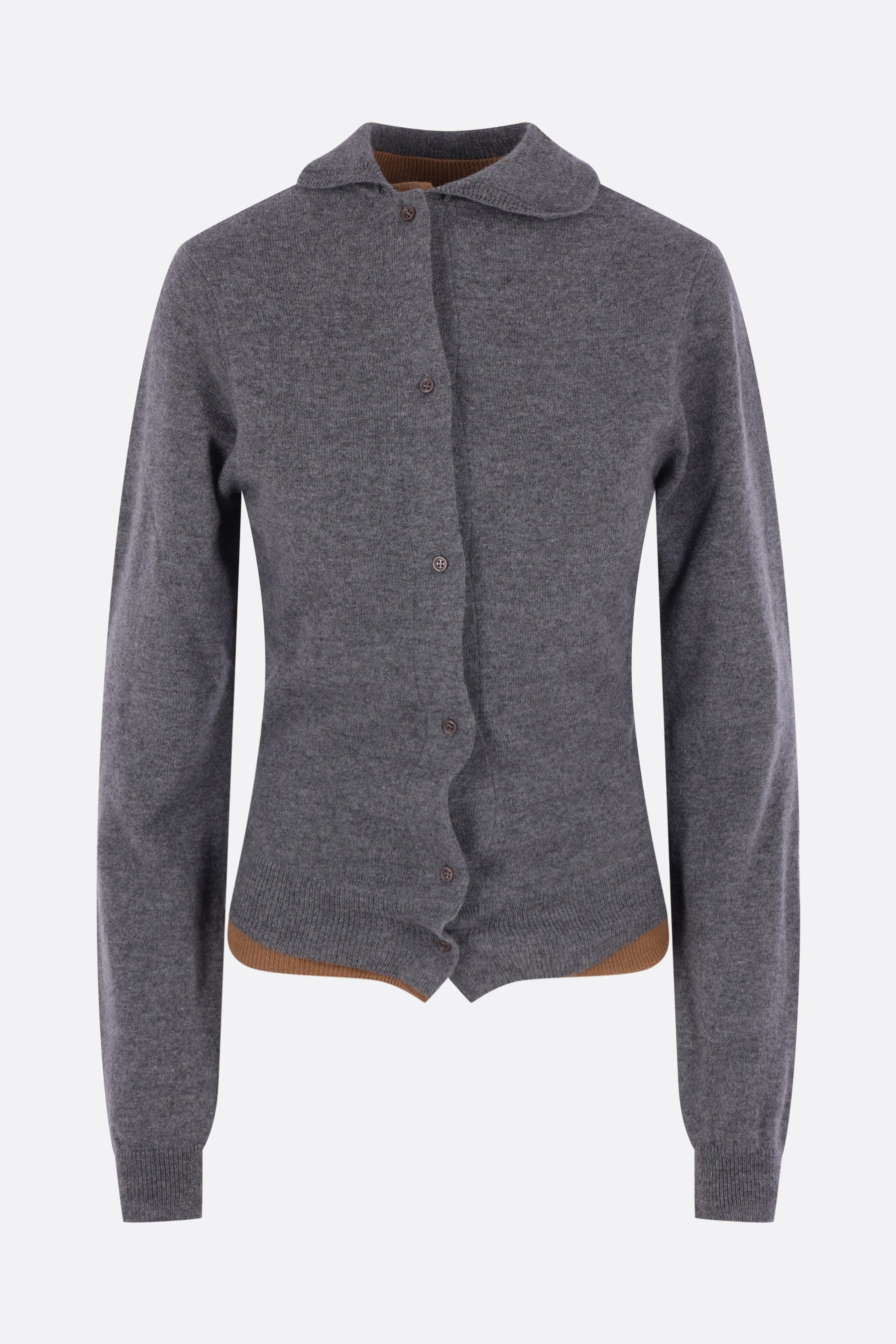 Double cardigan in wool and cashmere