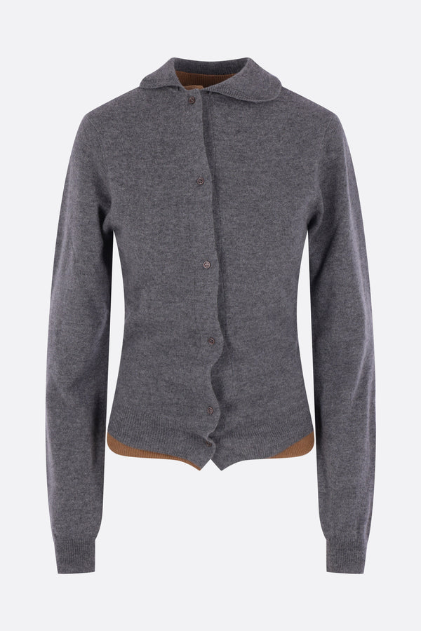 Double cardigan in wool and cashmere