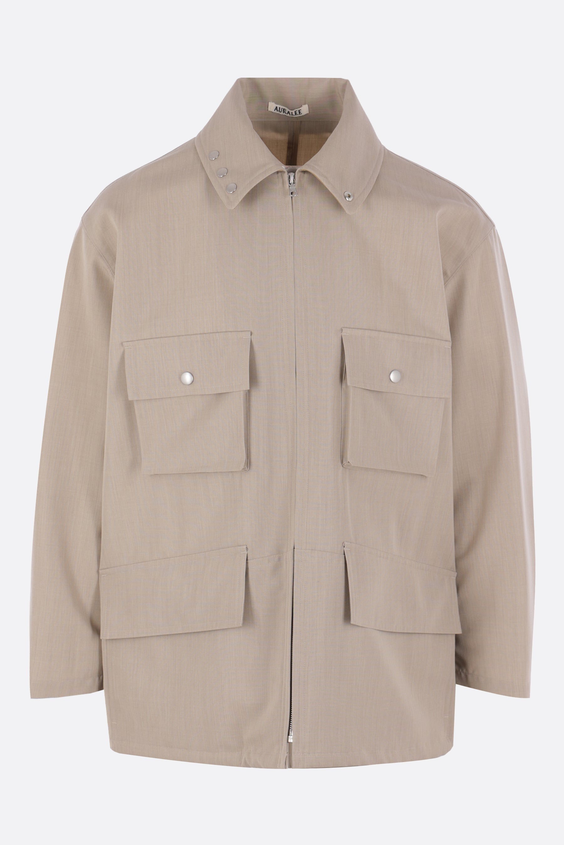 full-zip jacket in wool canvas