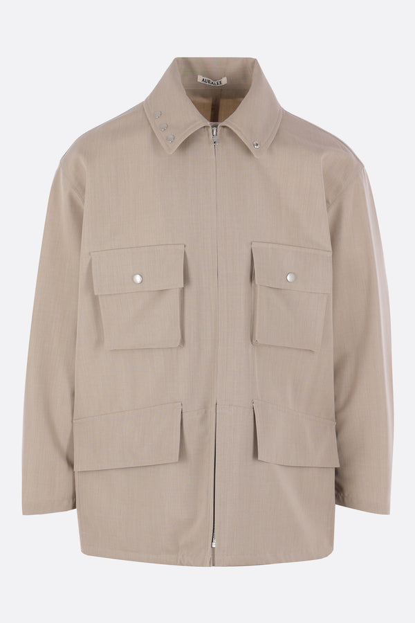 full-zip jacket in wool canvas