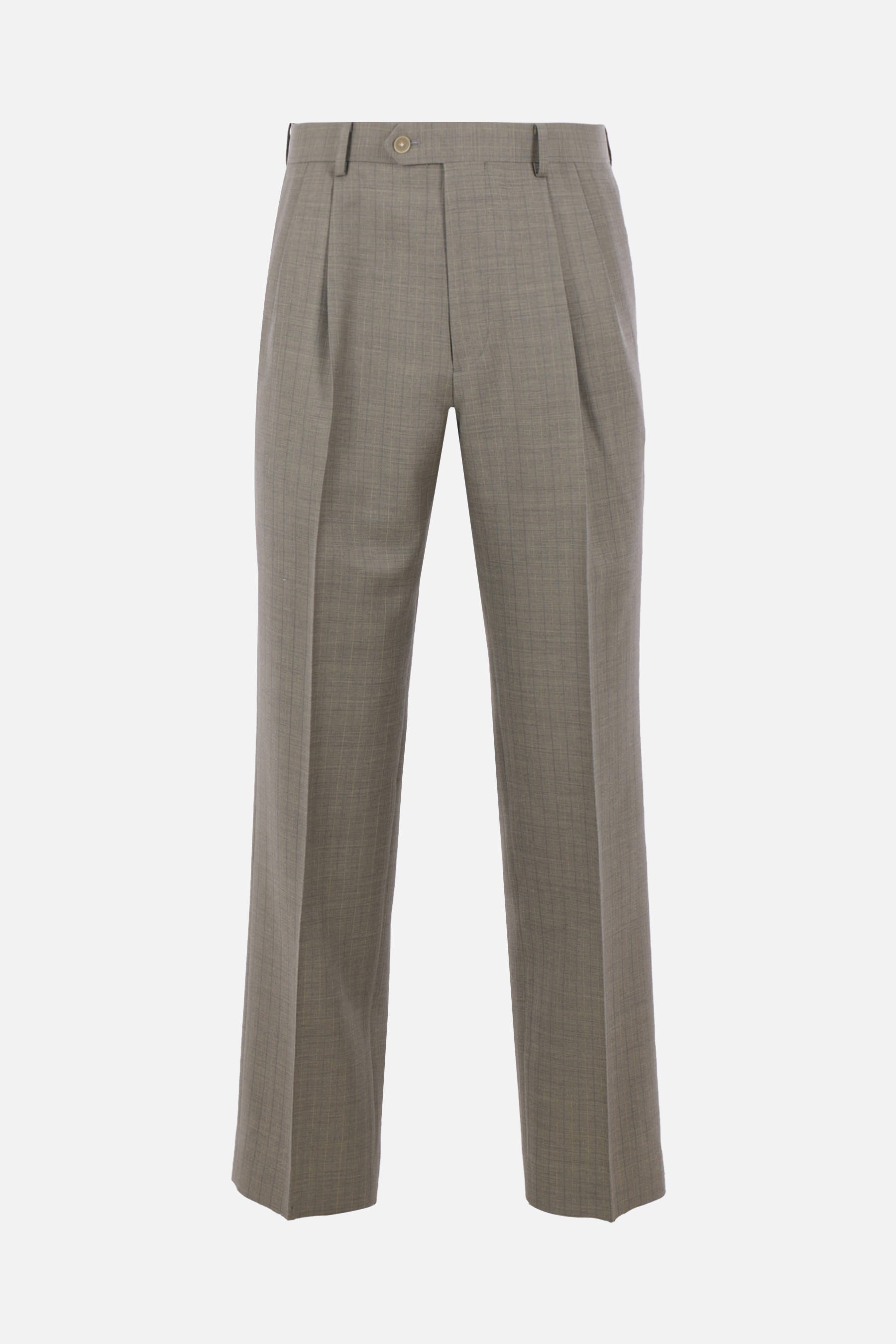 pinstriped wool trousers