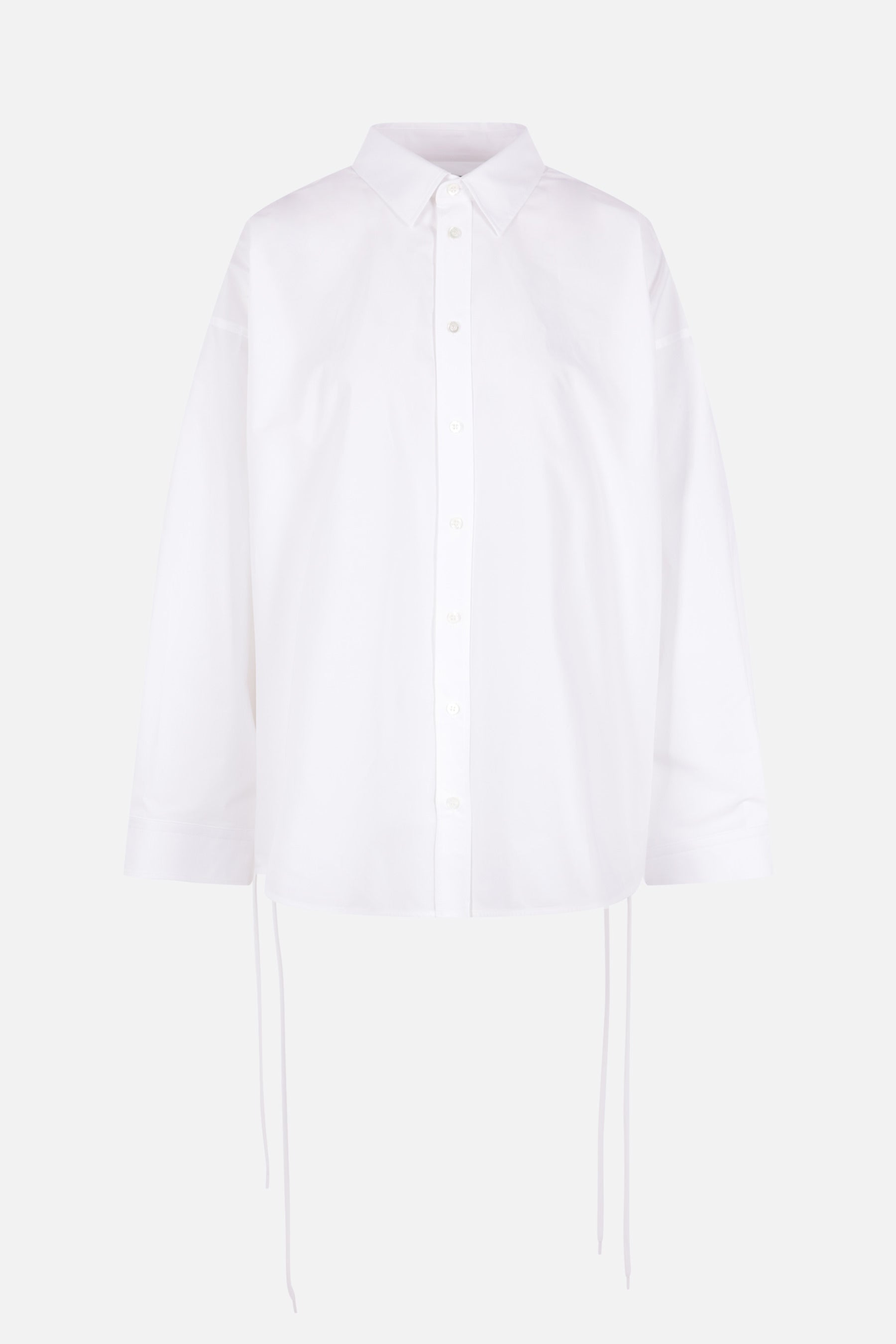 oversized lace-up shirt in poplin