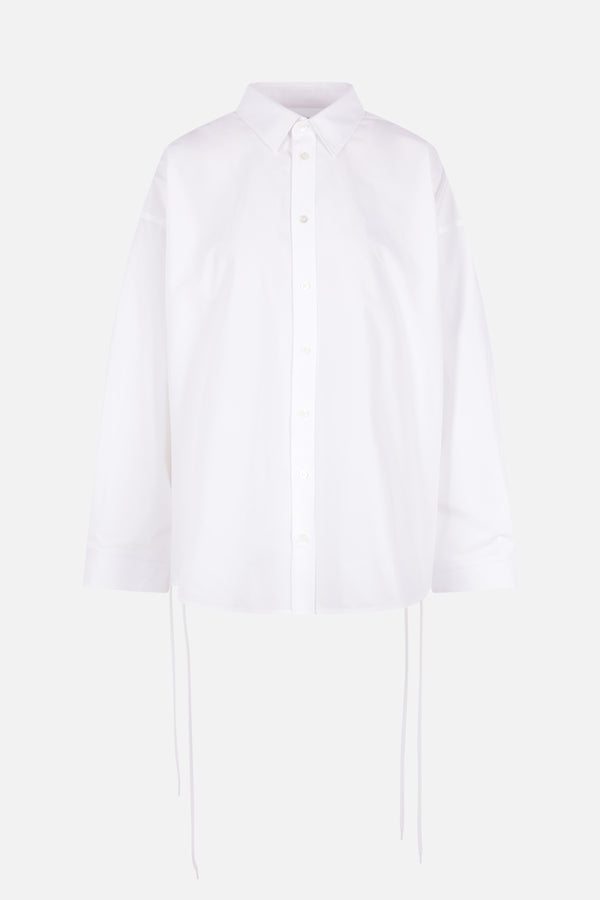 oversized lace-up shirt in poplin