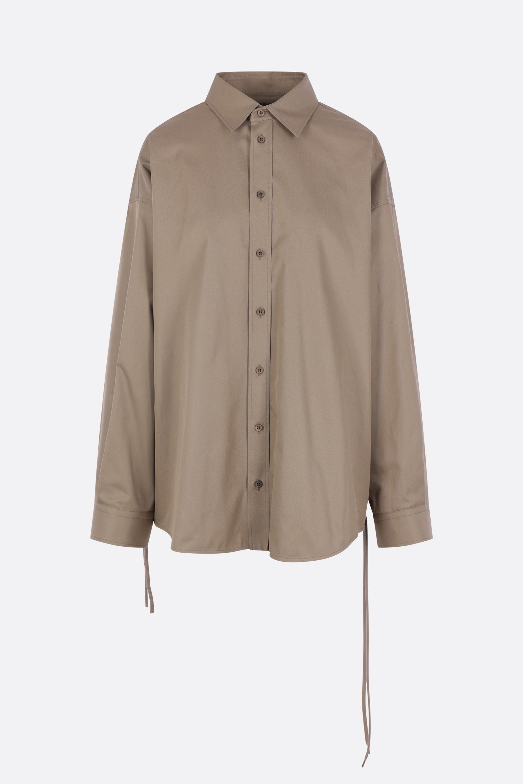 oversized lace-up shirt in gabardine