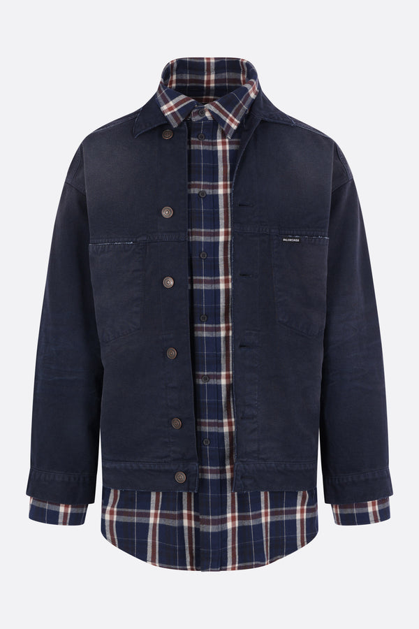 denim and check flannel overshirt