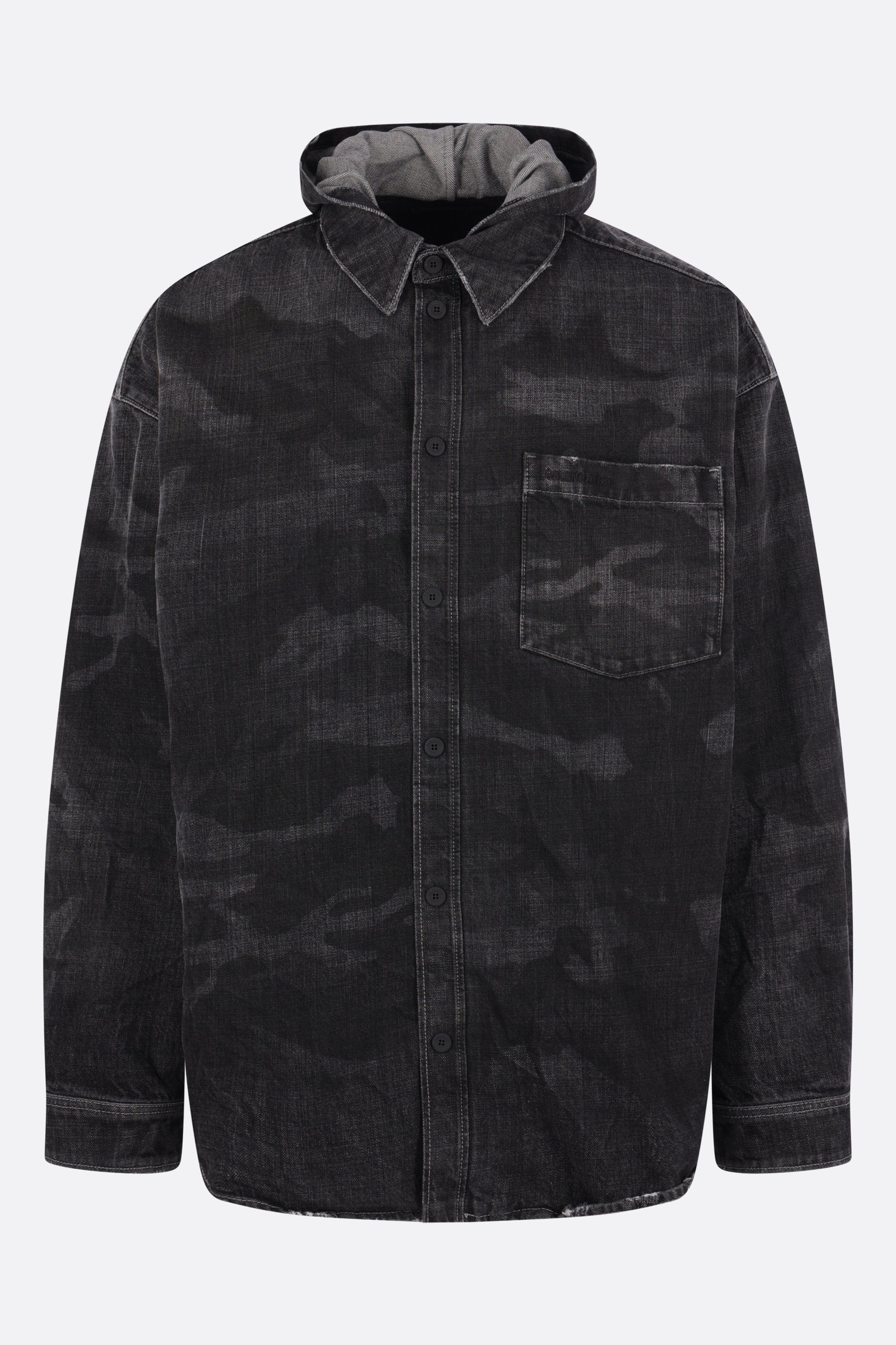 oversized jacket in camouflage denim