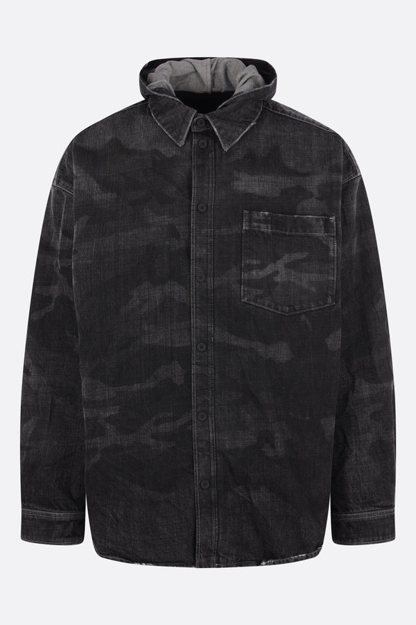 oversized jacket in camouflage denim