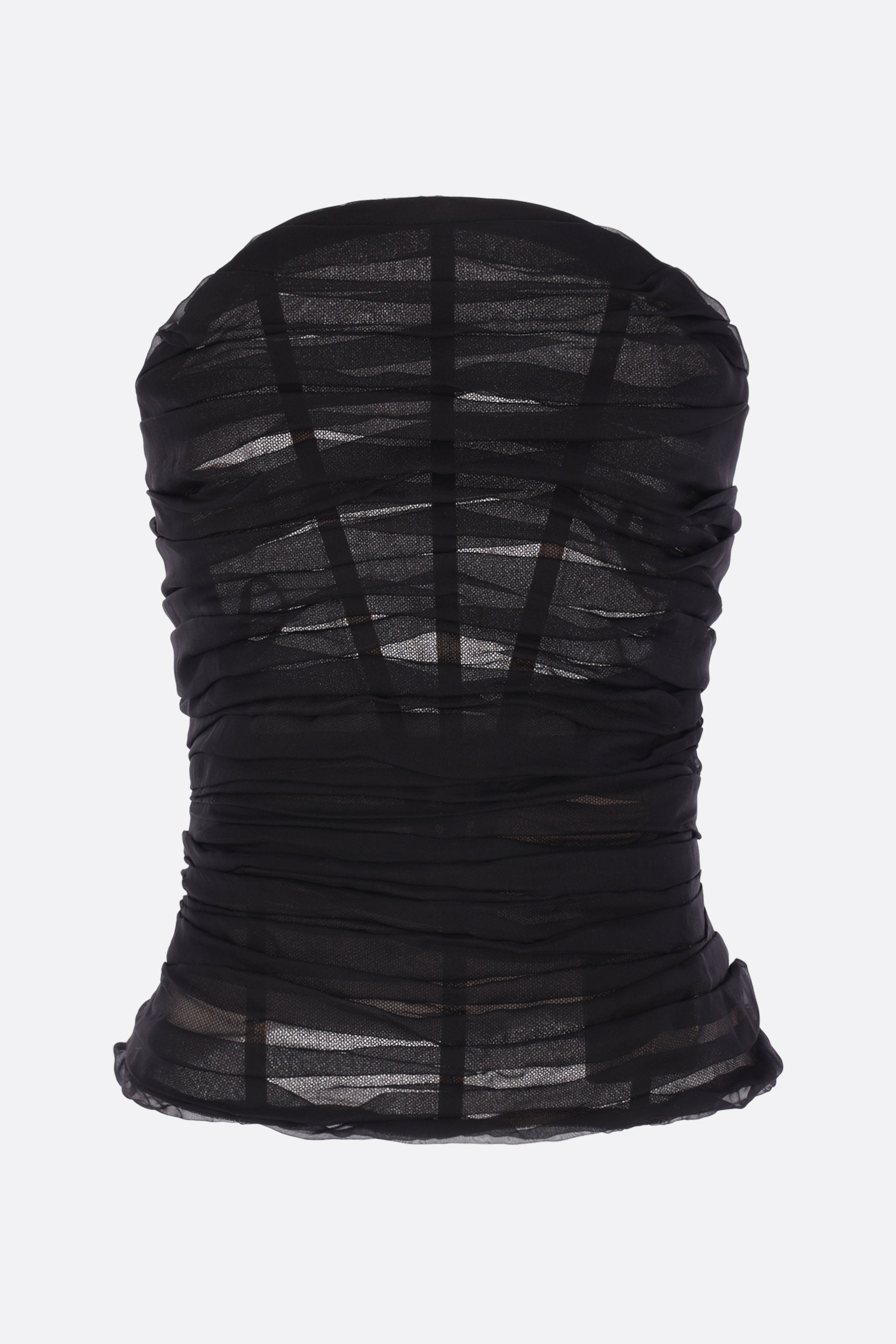 draped chiffon bustier top
