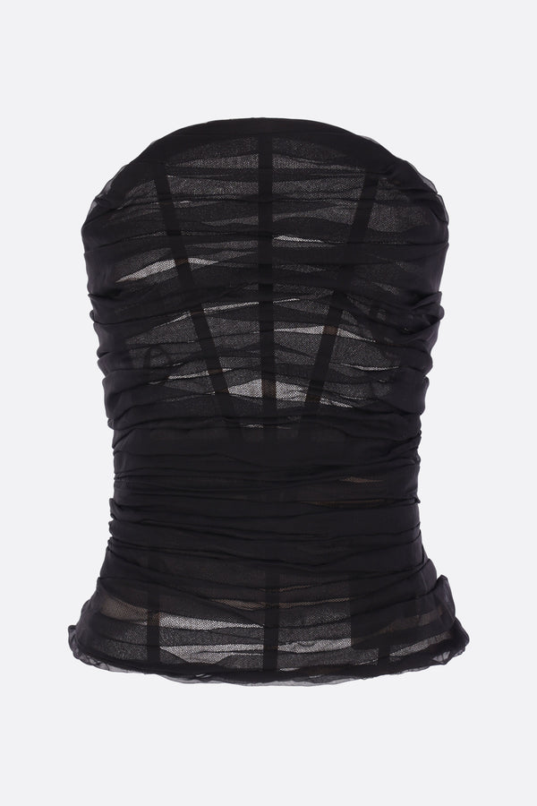 draped chiffon bustier top