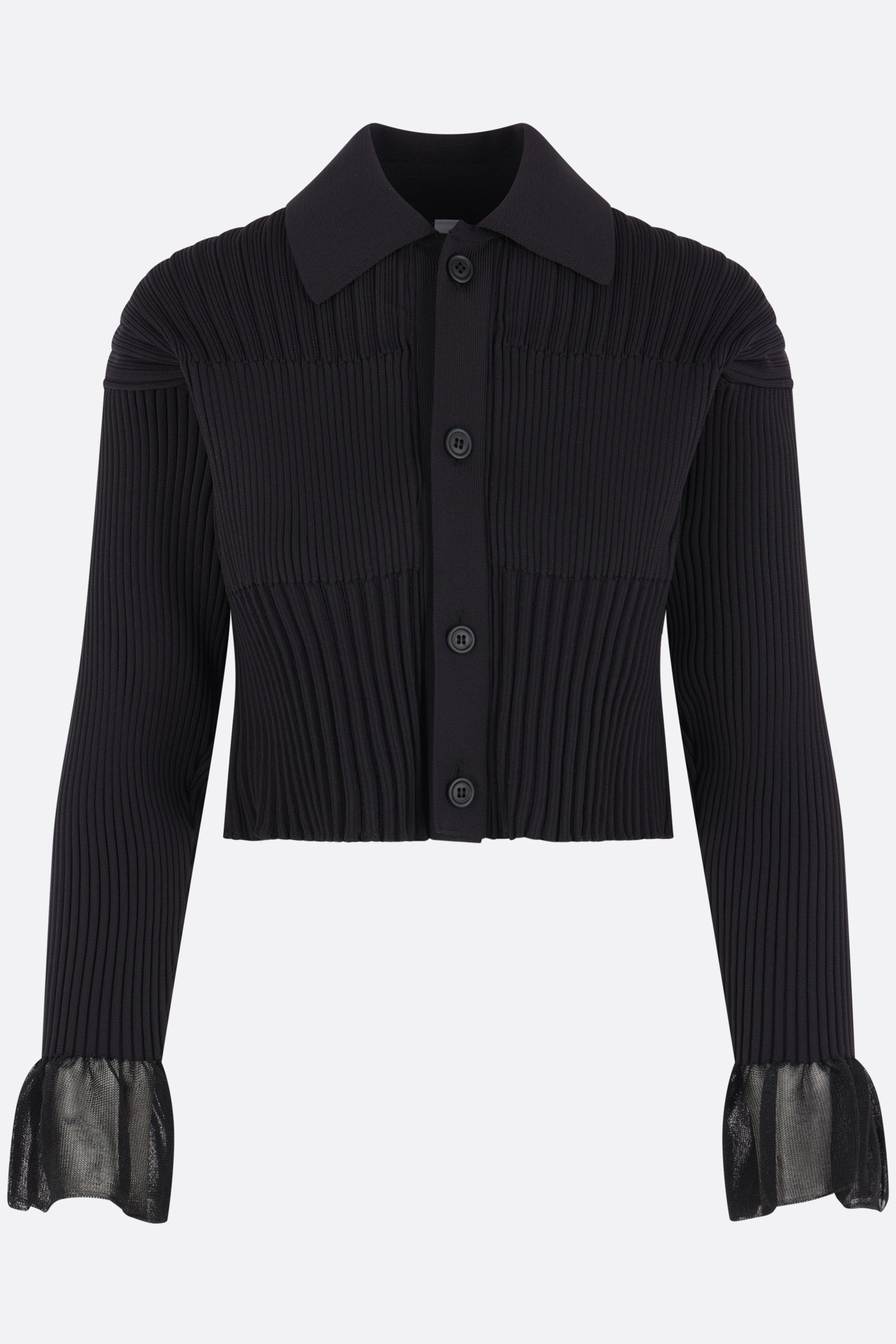 Fluted Lucent cropped cardigan in rib knit