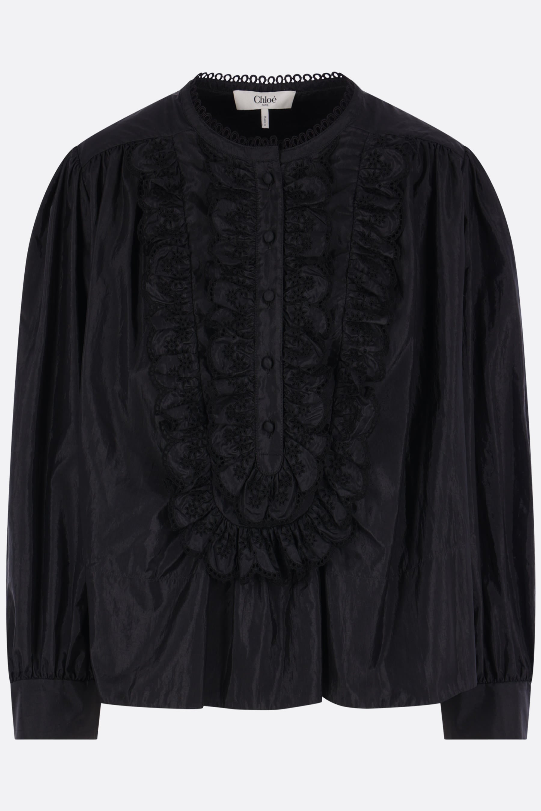 ruffle blouse in technical taffeta
