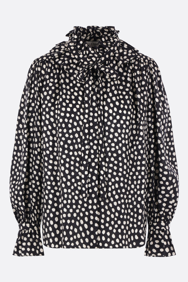 silk jacquard shirt with polka dot print