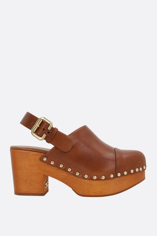 Jeannette platform clogs in shiny leather