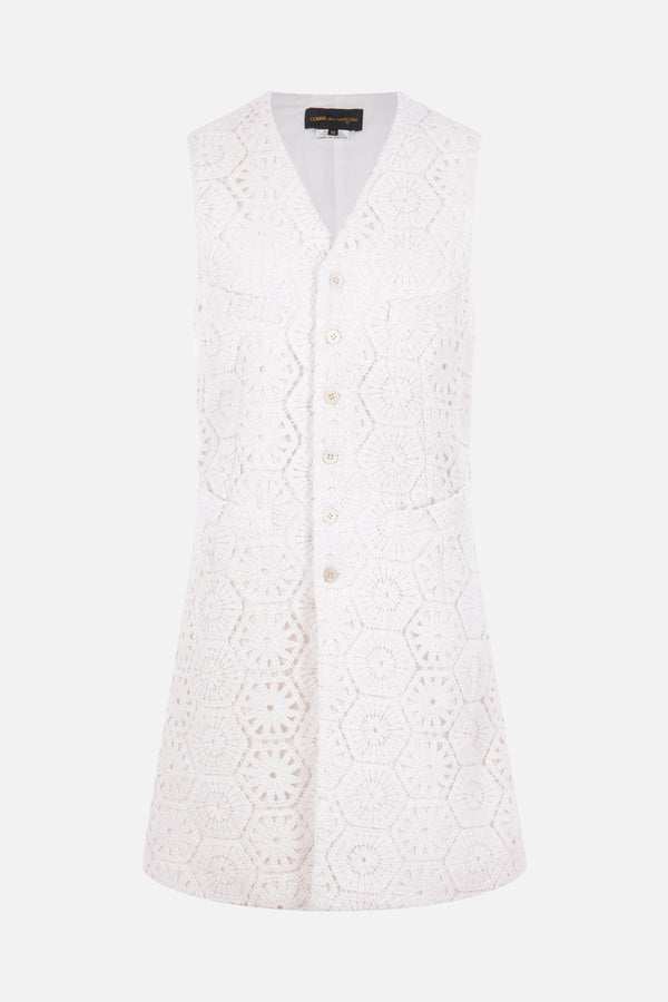 long vest in crochet and jute