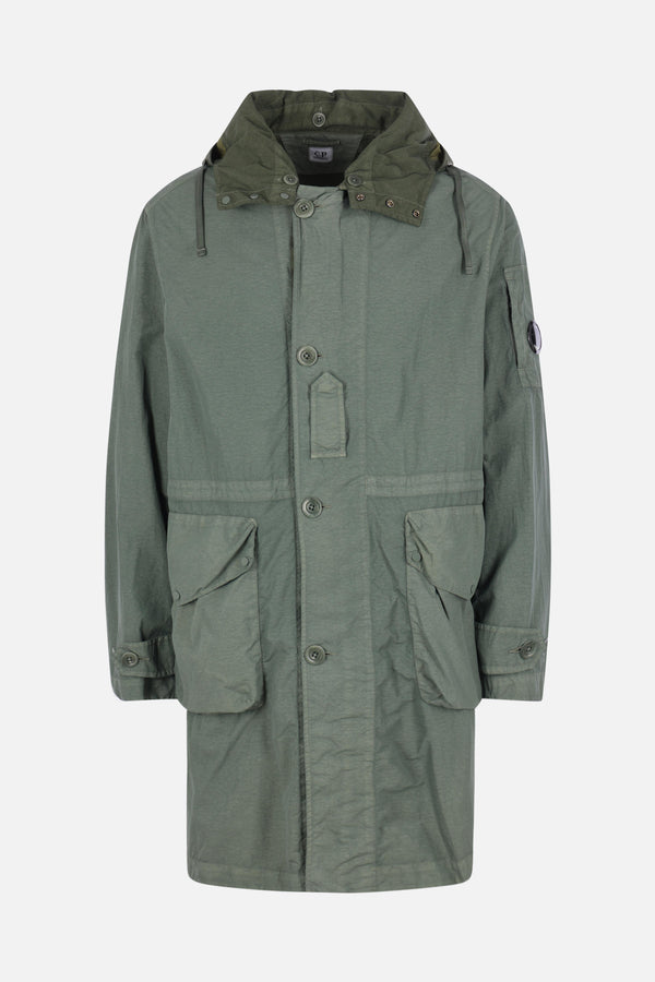 Goggle parka coat in Flatt Nylon