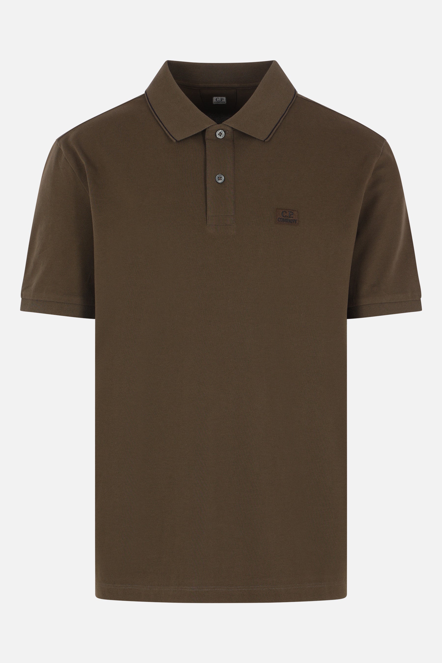 stretch piquet polo shirt with logo patch