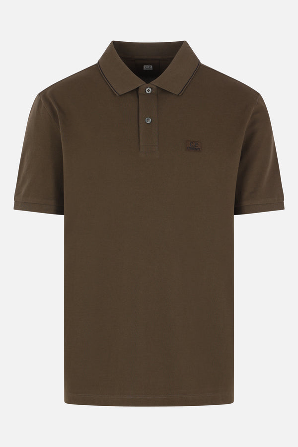 stretch piquet polo shirt with logo patch