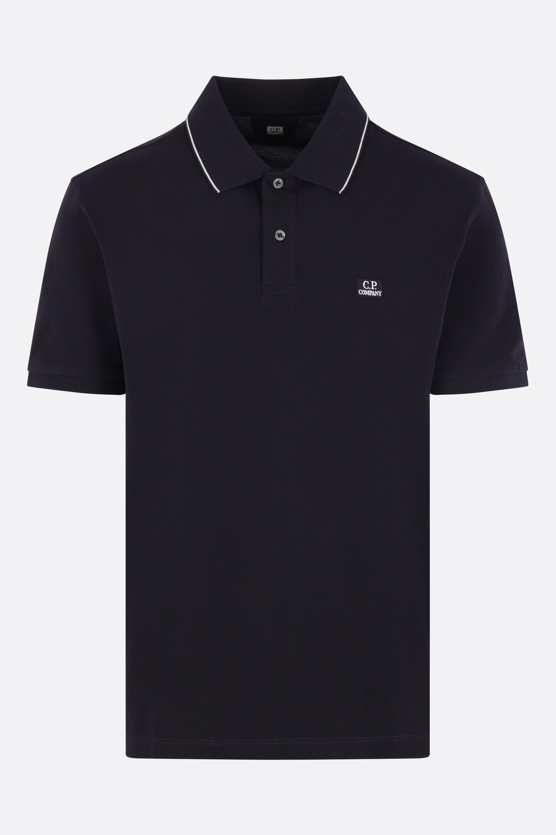 stretch piquet polo shirt with logo patch