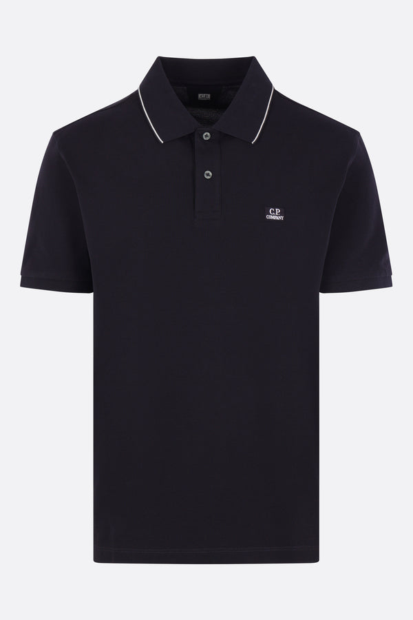 stretch piquet polo shirt with logo patch