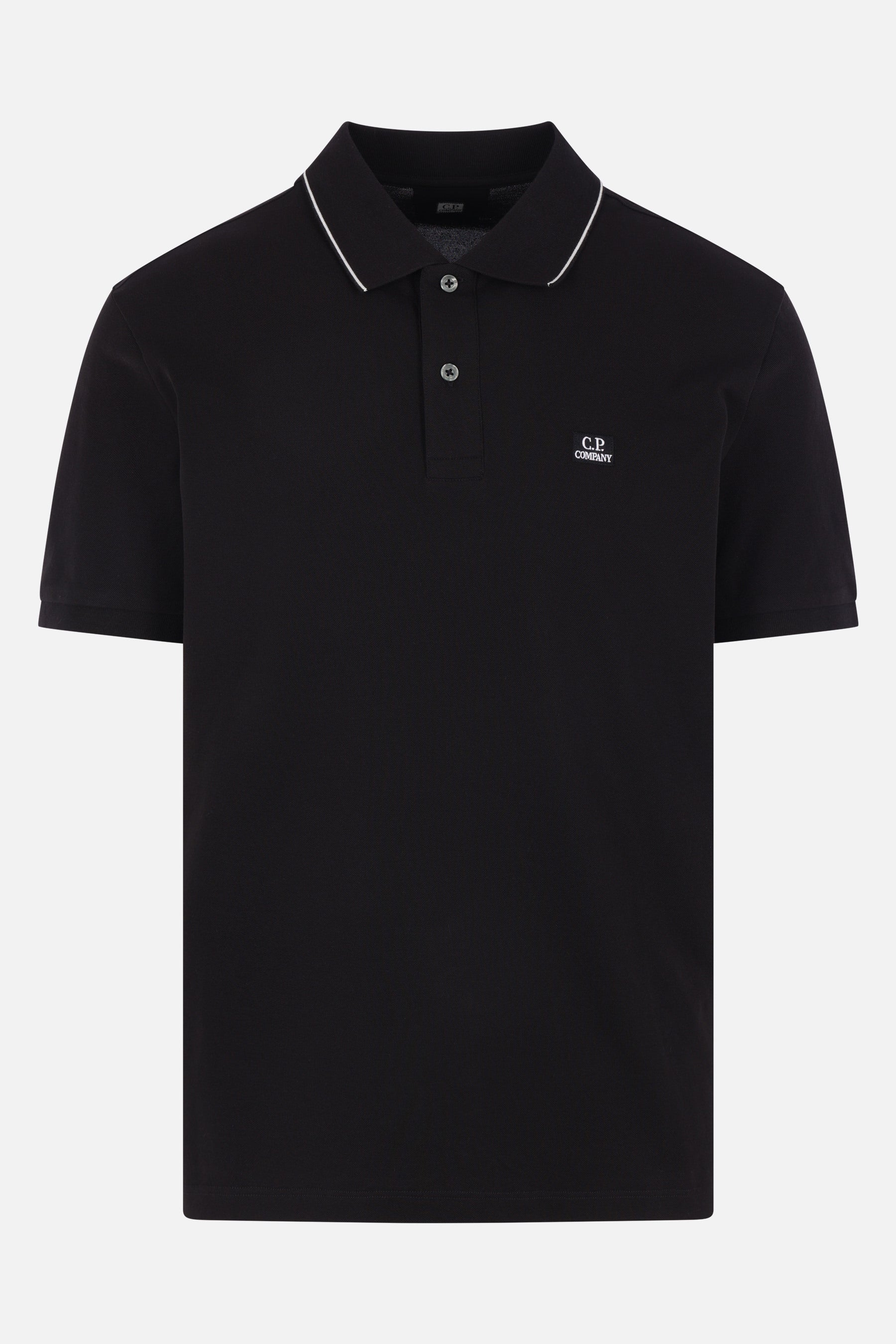 stretch piquet polo shirt with logo patch