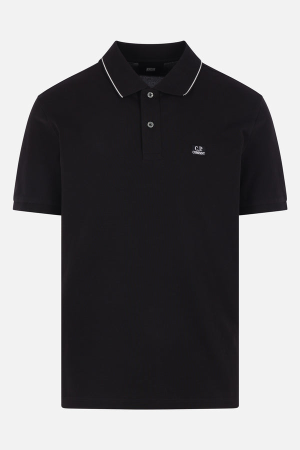 stretch piquet polo shirt with logo patch