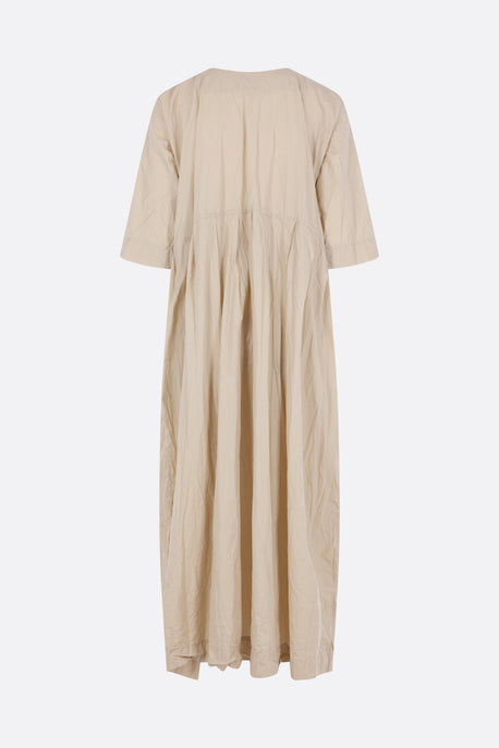 crinkled cotton midi dress with belt