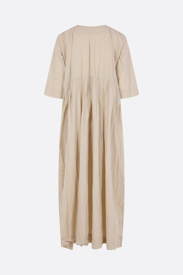 crinkled cotton midi dress with belt