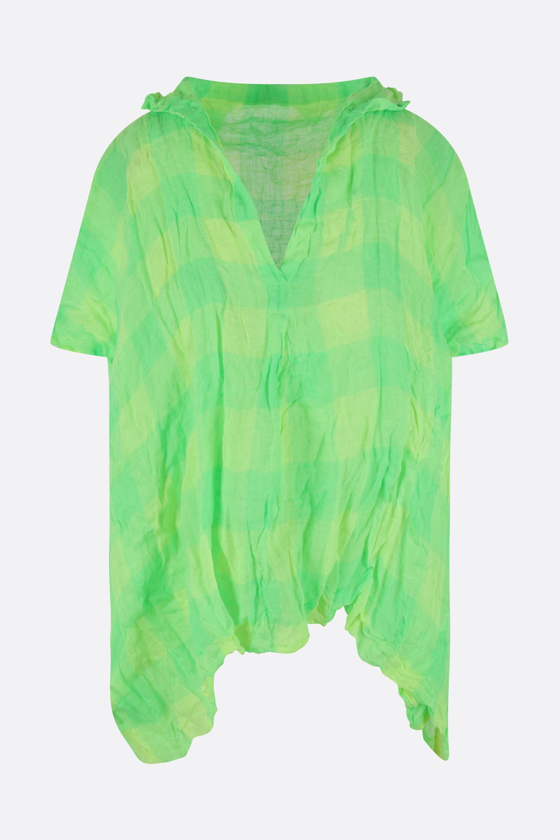 check linen blouse