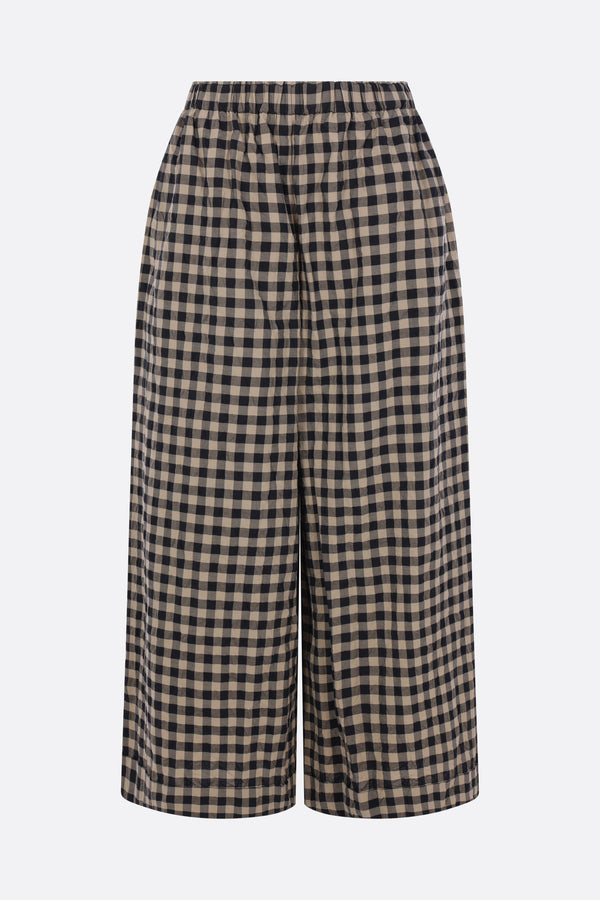check cotton cropped trousers